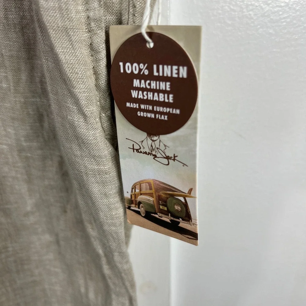 Panama Jack Mens XL 100% Linen Drawstring Pants Tan European Flax New